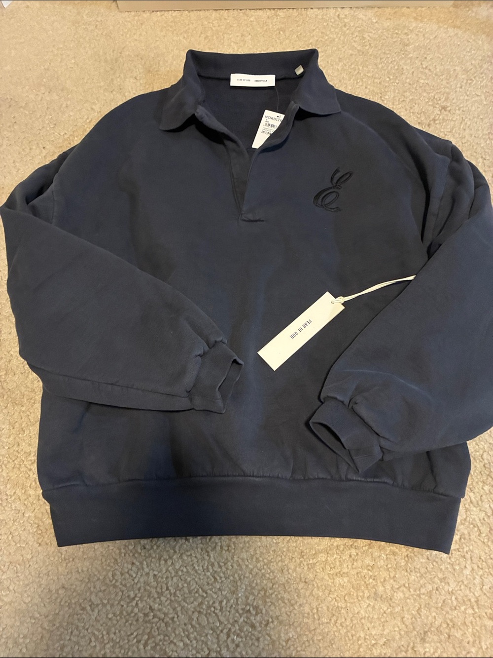 Fear of God essential  black Long-Sleeve Polo Sweatshirt